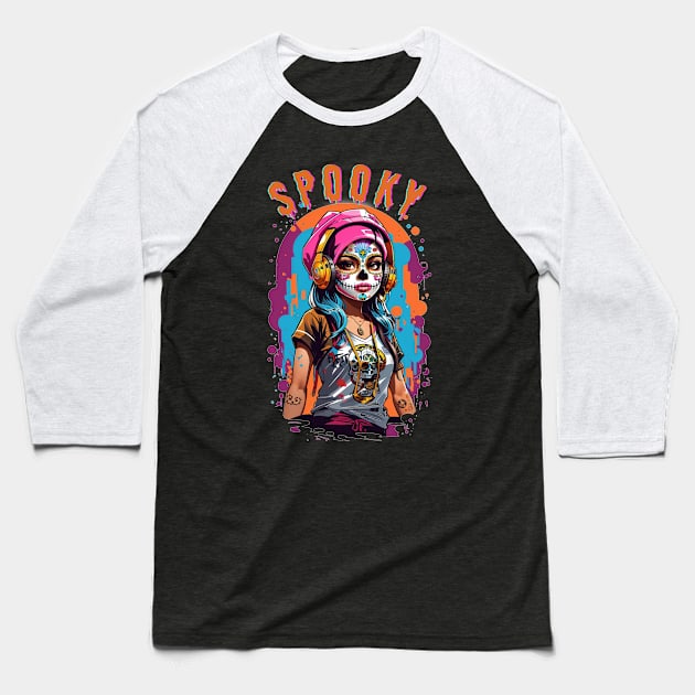 spooky girl Baseball T-Shirt by mdr design